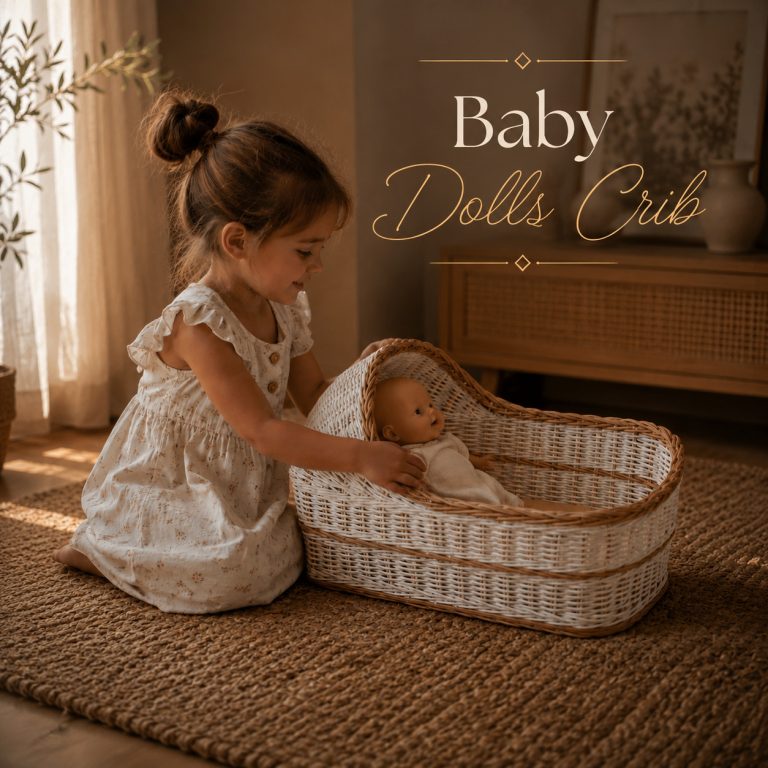 Handcrafted Woven Baby Doll Crib