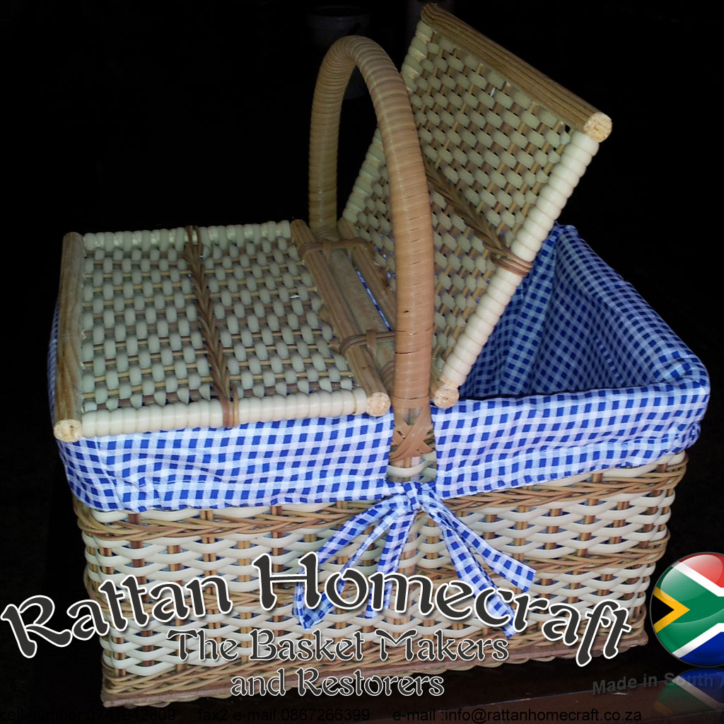 2 Man Double Lid Picnic Basket With Inner Rattan Home Craft