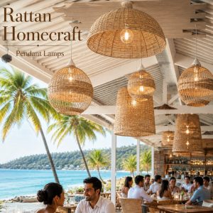 Discover handcrafted rattan pendant lamps designed to bring warm texture and relaxed luxury to hospitality spaces.
