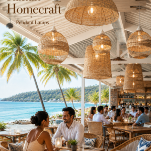 Woven Wicker Pendant Lampshades