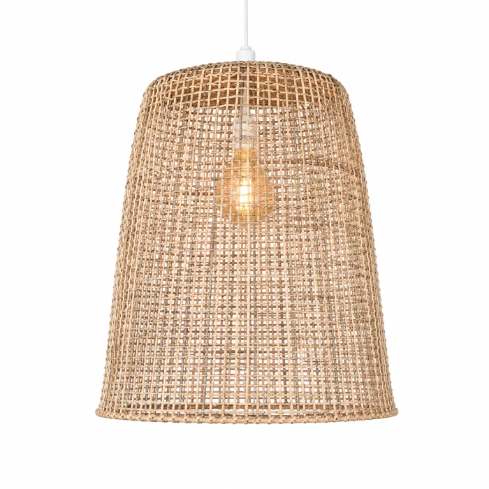 Handwoven Mystical Mesh pendant lampshade in natural White Palembang cane