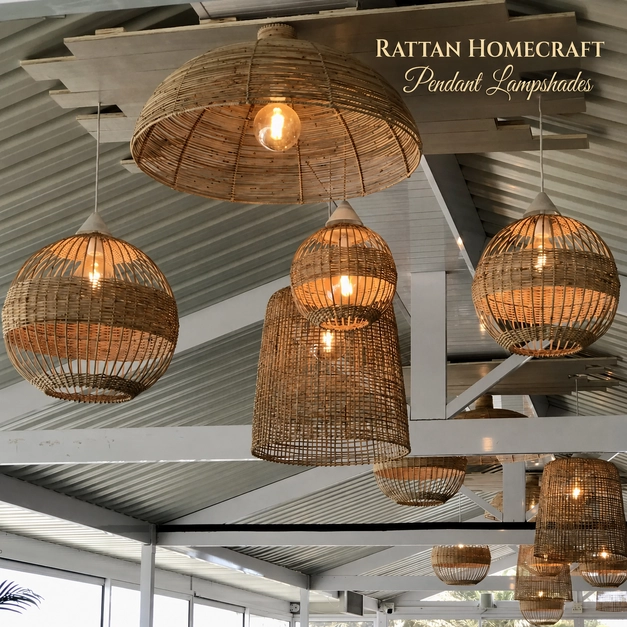 Woven Wicker Pendant Lampshades