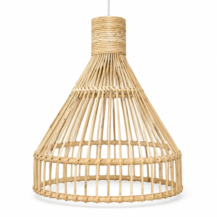 Coastal Breeze handmade white Palembang cane pendant lampshade on a clean white studio background