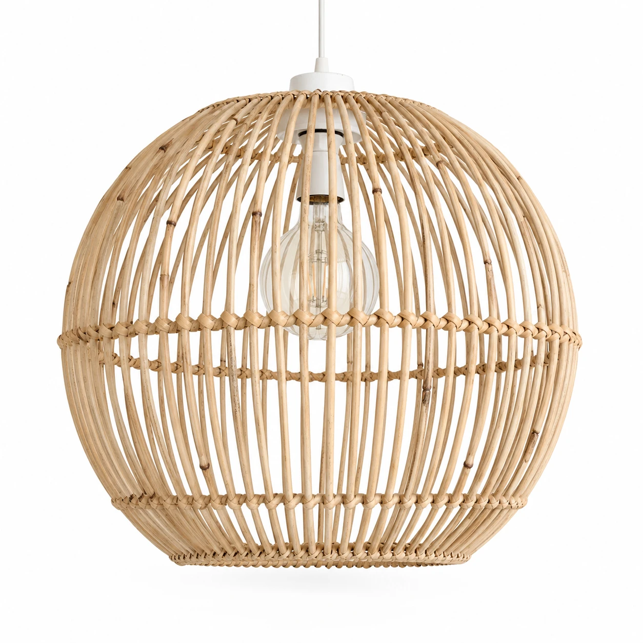 Tropicana pendant lampshade handcrafted from natural rattan, dome design with woven cane texture, perfect for modern interior lighting